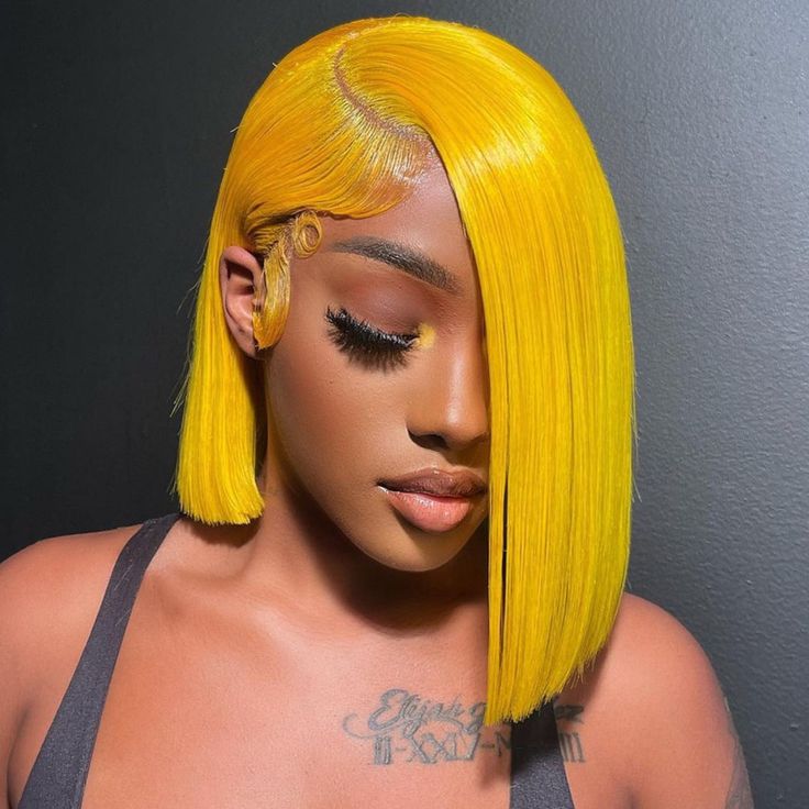 "Sunny Delight - Vibrant Yellow Bob Wig