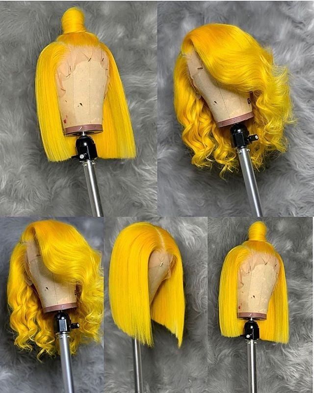 "Sunny Delight - Vibrant Yellow Bob Wig