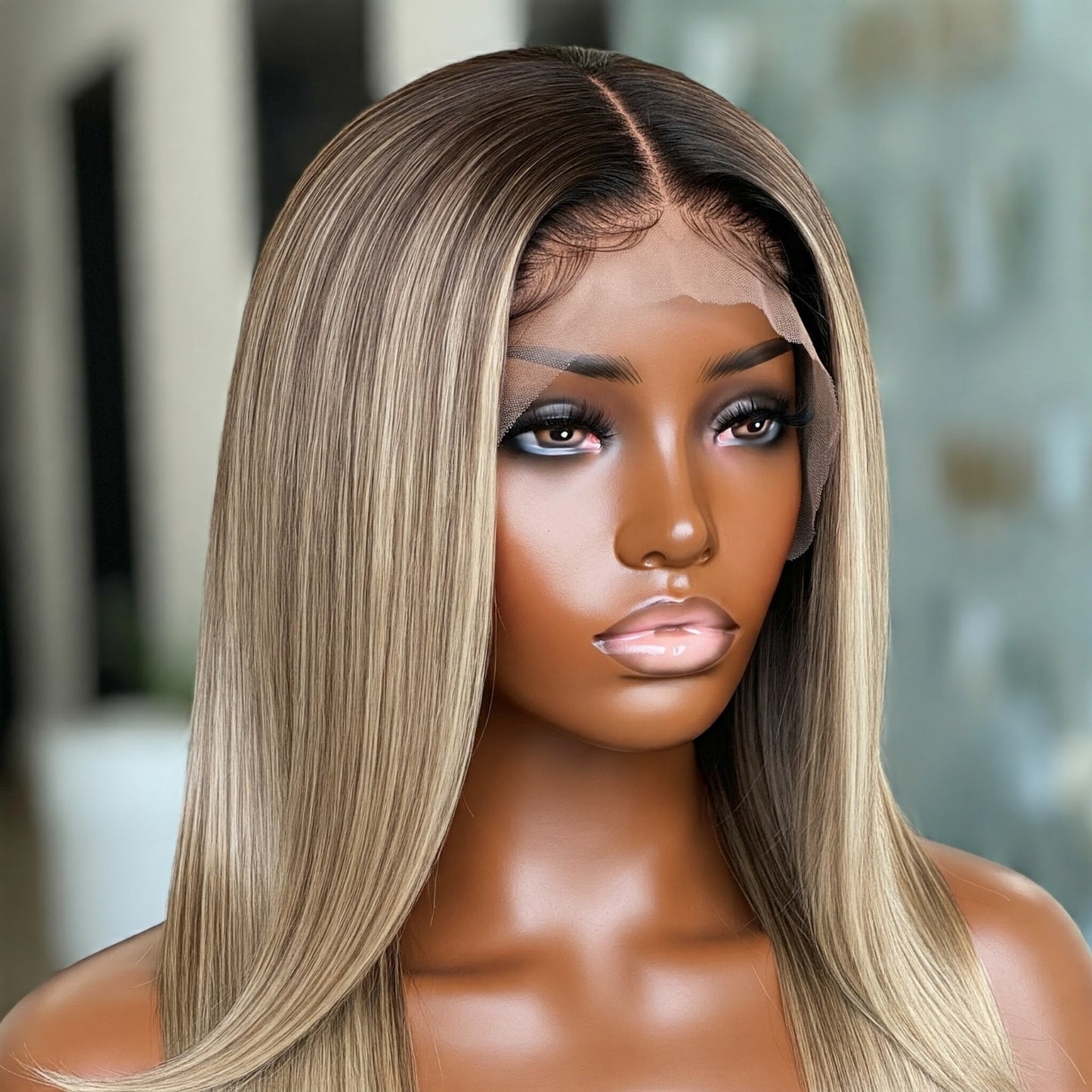 "Ocean Wave - Luxurious Deep Blue Wavy Lace Front Wig with 200% Density"