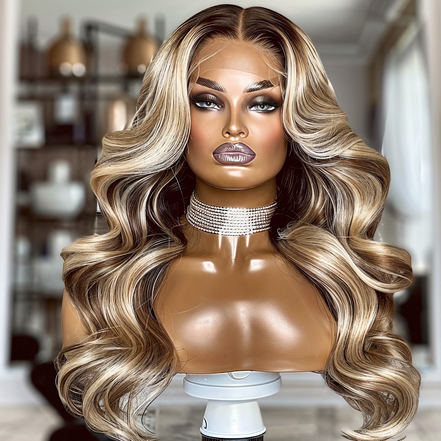 "Vivian - Luxurious Highlighted Body Wave Lace Front Wig