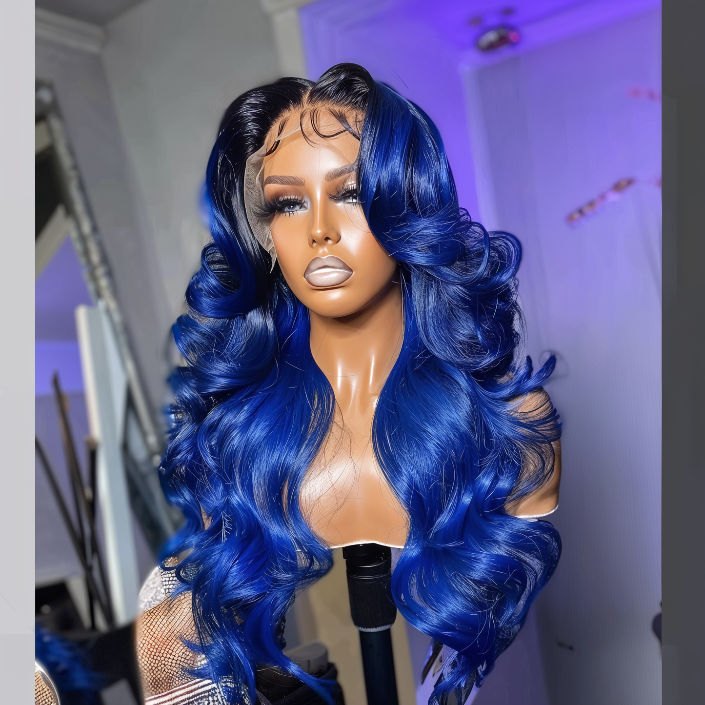 "Sapphire - Luxurious Blue Body Wave Lace Front Wig with 200% Density"