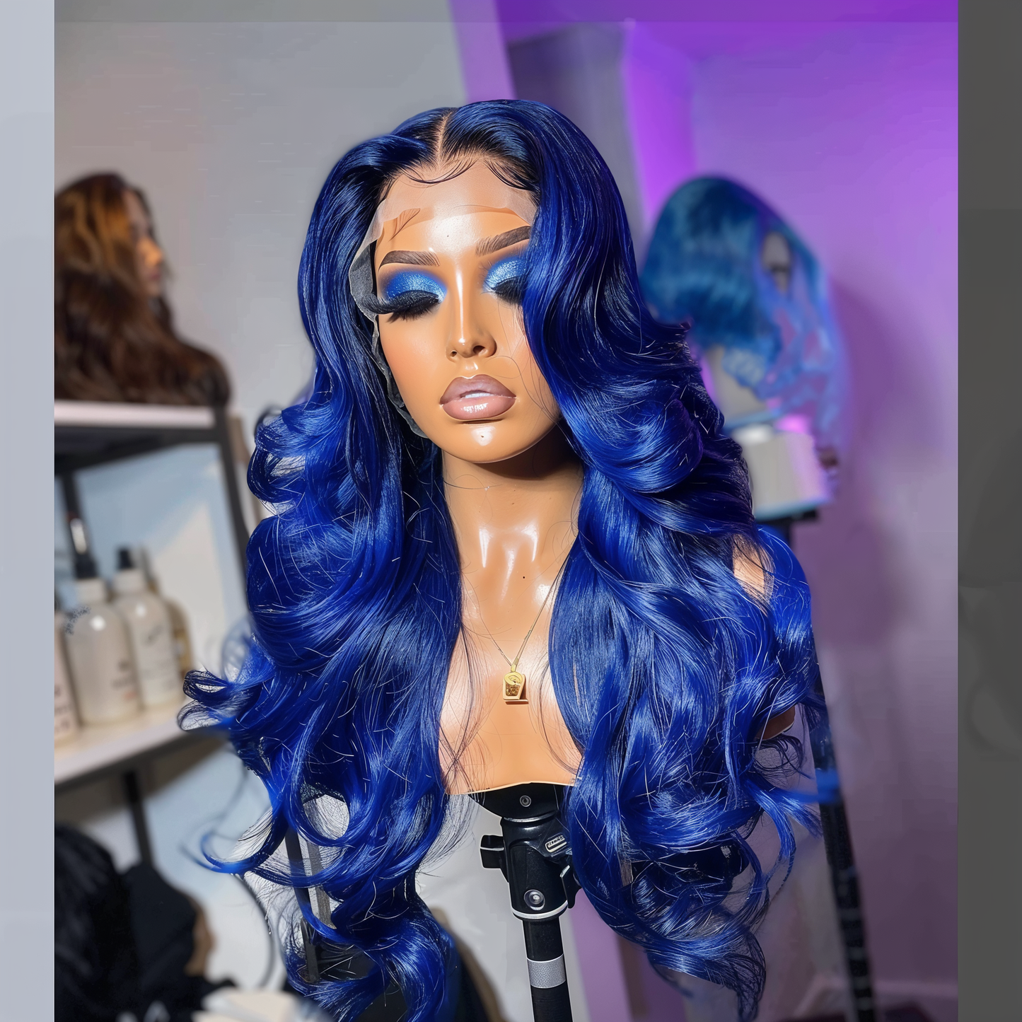 "Sapphire - Luxurious Blue Body Wave Lace Front Wig with 200% Density"